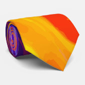 Cravate Jaune Néon Orange Bleu Abstrait | Électrique Moder (Roulé)