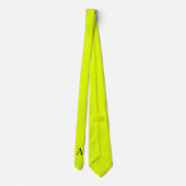 Cravate Jaune Néon Rétro Monogramme Fluorescent Clair (Dos)