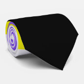 Cravate Jaune non binaire violet noir blanc rayé LGBT (Roulé)