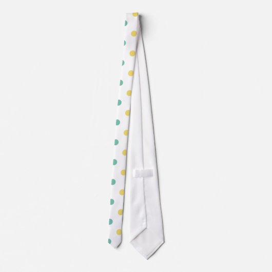 Cravate Jaune pâle et vert Turquoise Pois (Dos)