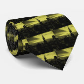 Cravate Jaune pointu Noir New York City (Roulé)