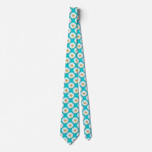 Cravate Jaune Turquoise Blanc Motif (Devant)