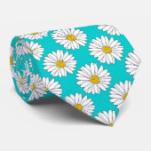 Cravate Jaune Turquoise Blanc Motif (Roulé)