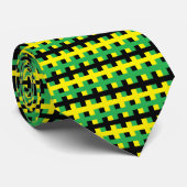 Cravate Jaune, vert abstrait et noir (Roulé)