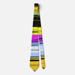 Cravate Jaune Vert Bleu Violet Noir Rayures Verticales