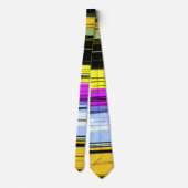 Cravate Jaune Vert Bleu Violet Noir Rayures Verticales (Dos)