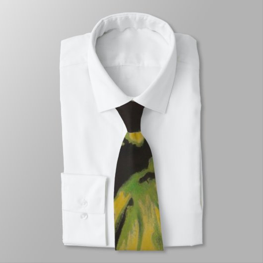 Cravate jaune vert et noir éclaboussures motif abstrait (Attaché)