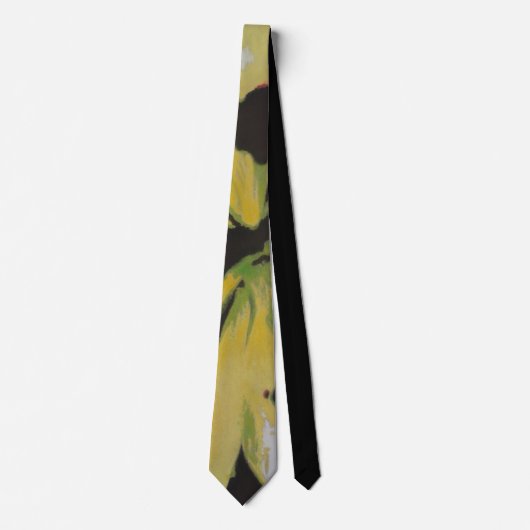 Cravate jaune vert et noir éclaboussures motif abstrait (Devant)