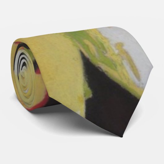 Cravate jaune vert et noir éclaboussures motif abstrait (Roulé)