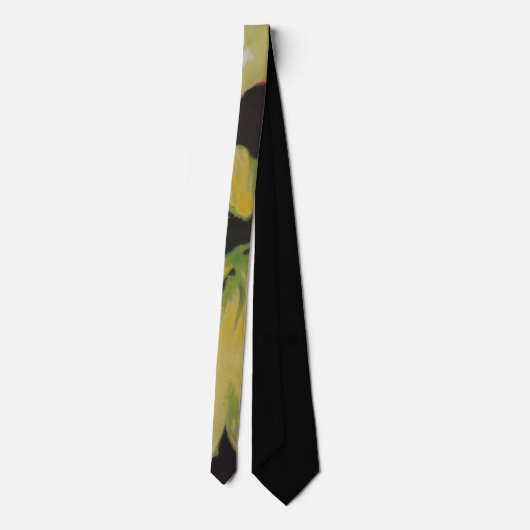 Cravate jaune vert et noir éclaboussures motif abstrait (Dos)