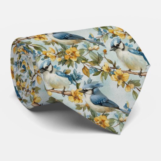 Cravate Jays Bleus Dans Les Arbres (Roulé)