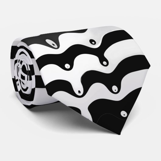 Cravate Jazzy Black & White Meling Zebra Stripes (Roulé)