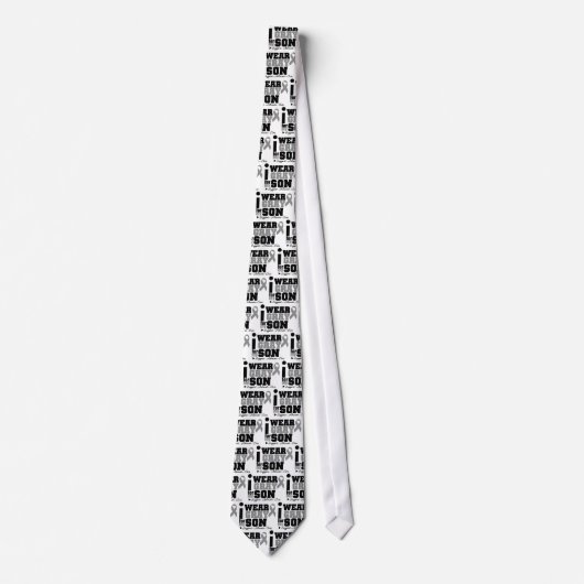 Cravate Je Porte Du Ruban Gris Pour Mon Fils (Devant)