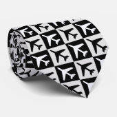 Cravate Jets d'aviation blanc noir géométrique (Roulé)