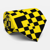 Cravate jeu de carré jaune noir (Roulé)