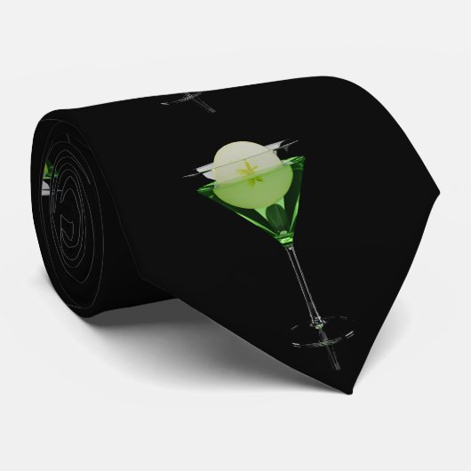 Cravate Jeu de cocktail d'appletini vert (Roulé)