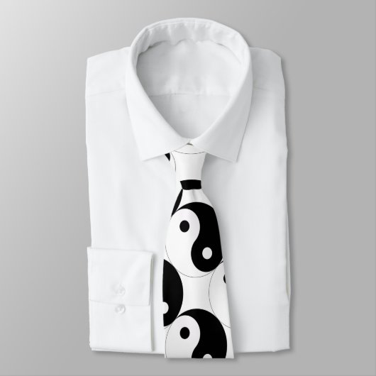 Cravate JIN JANG noir blanc (Attaché)