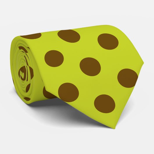 Cravate Jockey Silks Chartreuse Green & Brown Dots Derby (Roulé)