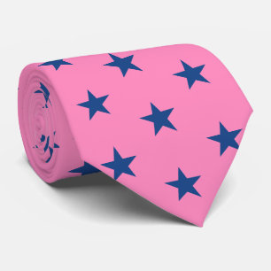 Cravate Jockey soies rose avec les étoiles bleues français