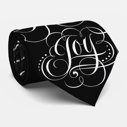 Cravate Joie au monde Élégant Noël Lettering Black (Roulé)
