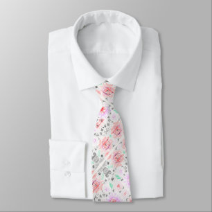 Cravate Joli aztec floral pastel coloré