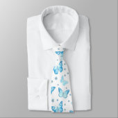 Cravate Joli Bébé Bleu Papillon Floral Design (Attaché)