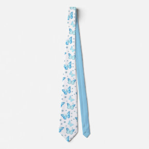 Cravate Joli Bébé Bleu Papillon Floral Design