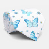 Cravate Joli Bébé Bleu Papillon Floral Design (Roulé)