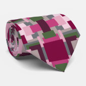 Cravate Joli Bloc De Couleurs Rose Et Vert (Roulé)