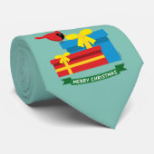 Cravate Joli Cardinal Rouge Ouverture D'Un Cadeau Bleu (Roulé)