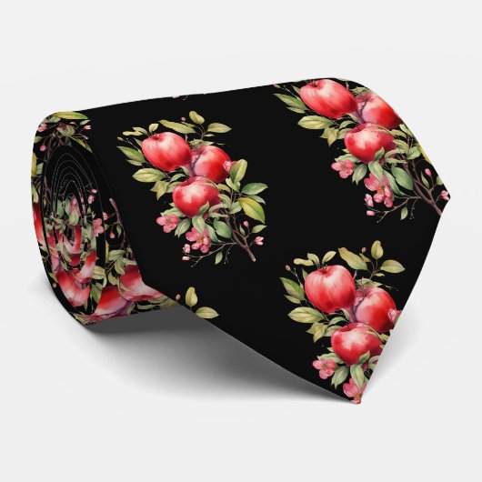 Cravate Joli carrelage pomme motif fruit (Roulé)