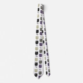 Cravate Joli Chat Noir Violet Gris Noir (Devant)