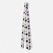 Cravate Joli Chat Noir Violet Gris Noir (Dos)