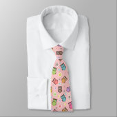 Cravate Joli chouettes et fleurs à la mode motif (Attaché)