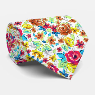 Cravate Joli coloré rose motif vintage