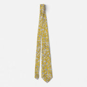 Cravate Joli design abstrait floral blanc jaune (Dos)