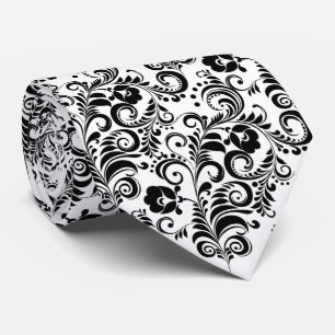 Cravate Joli design de fond floral noir et blanc