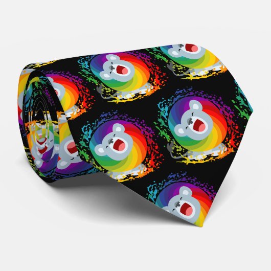 Cravate Joli dessin arc-en-ciel Lion blanc (Roulé)