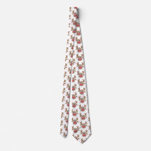 Cravate Joli dessin Reindeer Motif Noël Fun Blanc (Dos)