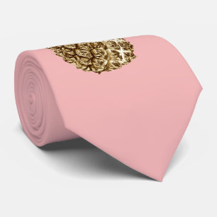 Cravate Joli élégant or girly & ananas rose pastel