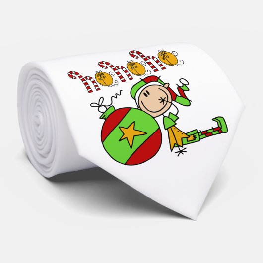 Cravate Joli elfe de Noël avec cloches Jingle (Roulé)