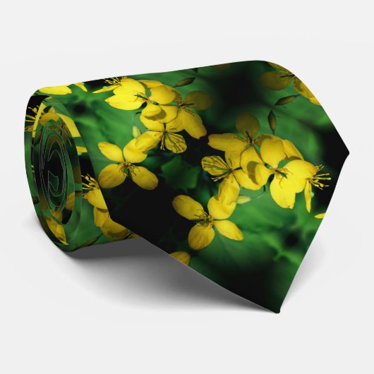 Cravate Joli Fleur sauvage Jaune Motif Abstrait (Roulé)