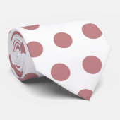 Cravate Joli grand pois rose poussiéreux sur blanc (Roulé)