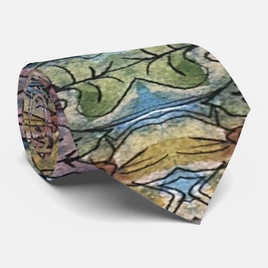 Cravate Joli Jardin Fleur Aquarelle Peinture (Roulé)