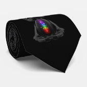Cravate Joli lapin noir avec Soul arc-en-ciel Chakra (Roulé)