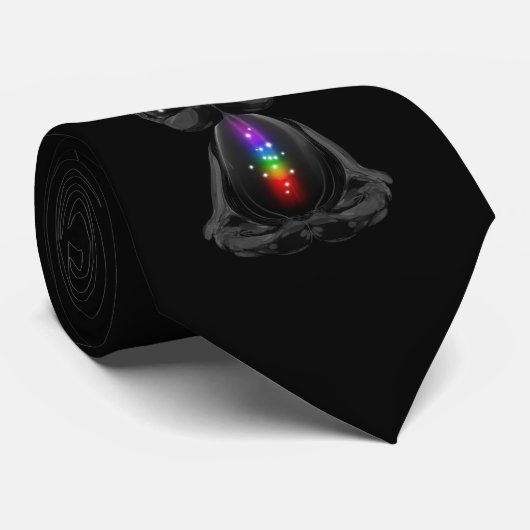 Cravate Joli lapin noir avec Soul arc-en-ciel Chakra (Roulé)