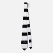 Cravate Joli Monogramme noir et blanc rayures (Devant)
