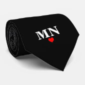 Cravate Joli monogramme simple avec la Saint-Valentin cœur (Roulé)