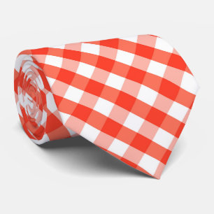 Cravate joli motif à carreaux orange et blanc en mosaïque