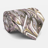 Cravate Joli Motif d'Argent rose Fils en Marbre Or (Roulé)